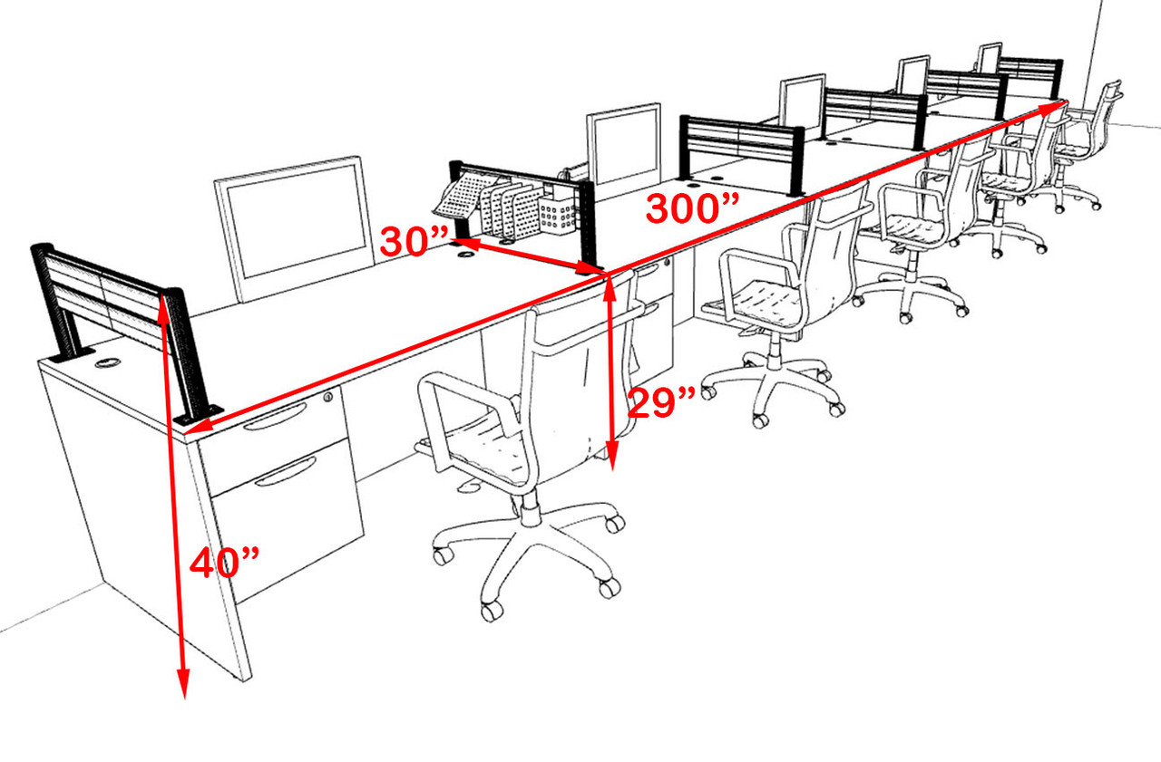 Five Person Modern Divider Office Workstation Desk Set, #OT-SUL-SPW73