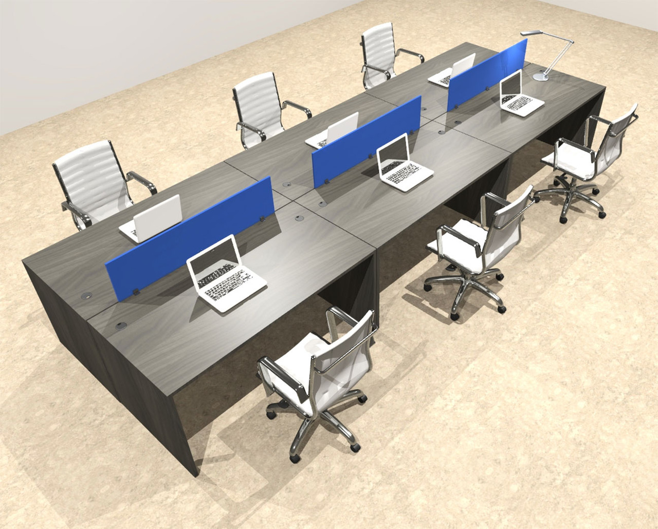 Six Person Modern Divider Office Workstation Desk Set, #OT-SUL-FPB51