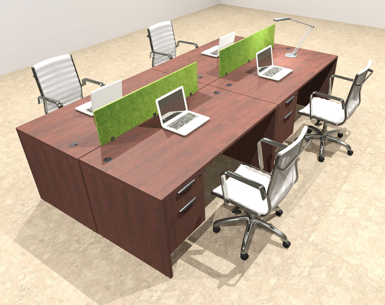 Four Person Modern Accoustic Divider Office Workstation Desk Set, #OT-SUL-FPRA18