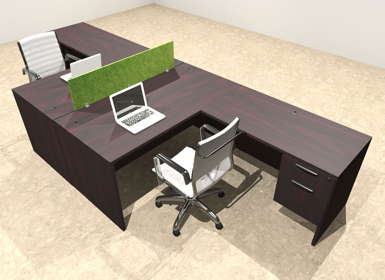 Two Person Modern Accoustic Divider Office Workstation Desk Set, #OT-SUL-FPRA39