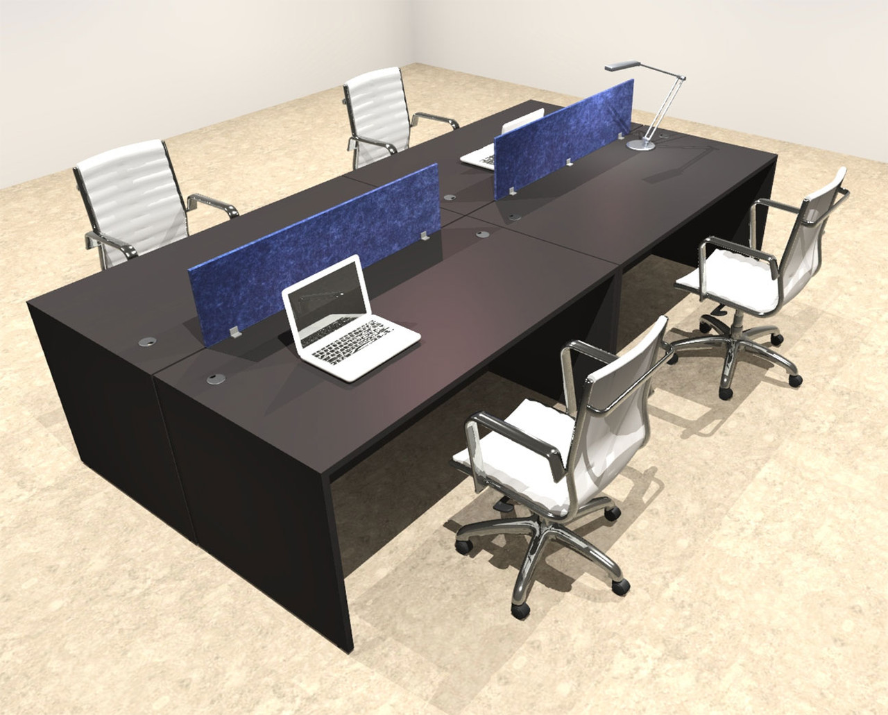 Four Person Modern Accoustic Divider Office Workstation Desk Set, #OT-SUL-FPRB8