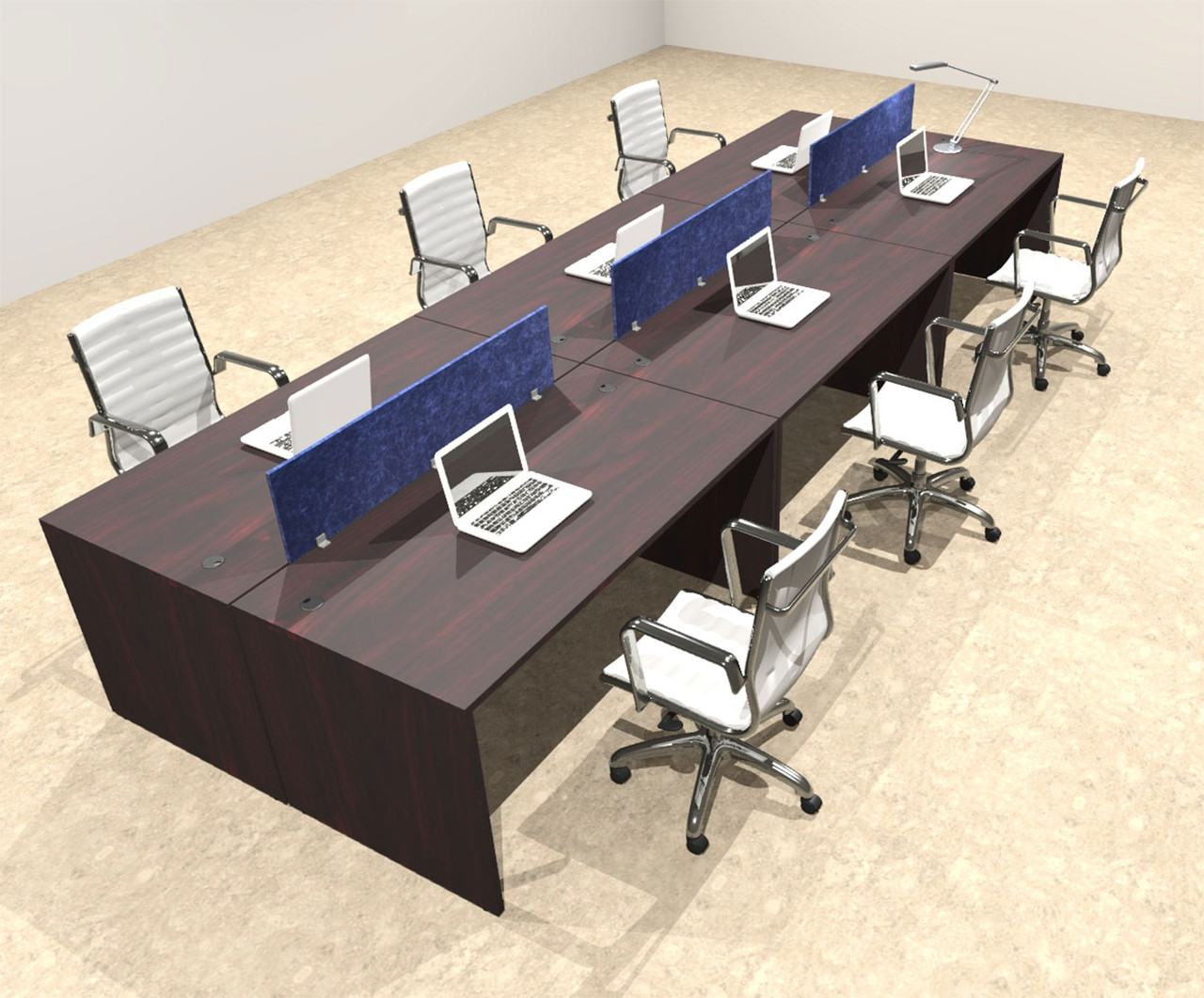 Six Person Modern Accoustic Divider Office Workstation Desk Set, #OT-SUL-FPRB11