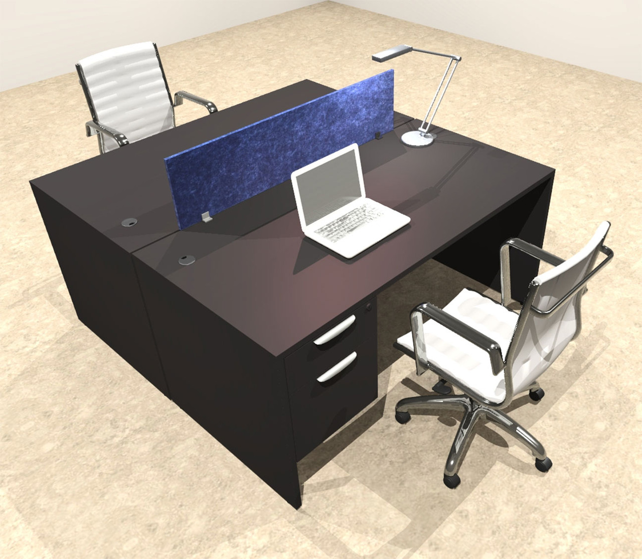 Two Person Modern Accoustic Divider Office Workstation Desk Set, #OT-SUL-FPRB16
