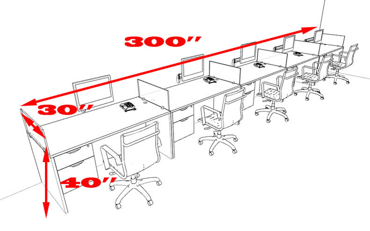 Five Person Modern Accoustic Divider Office Workstation Desk Set, #OT-SUL-SPRA36
