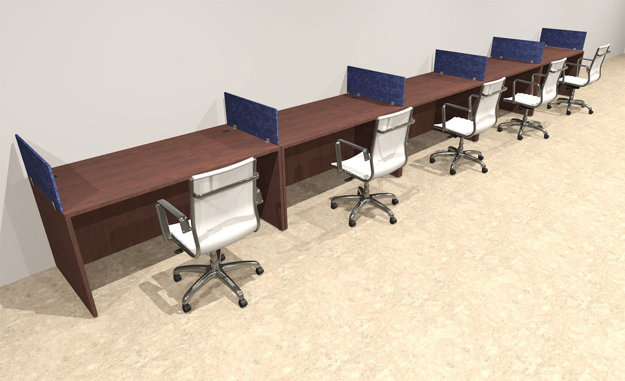 Five Person Modern Accoustic Divider Office Workstation Desk Set, #OT-SUL-SPRB14