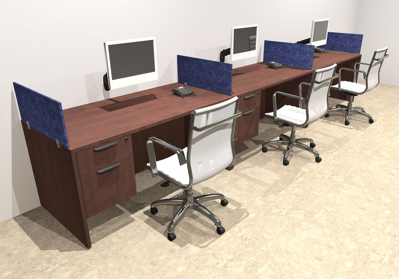 Three Person Modern Accoustic Divider Office Workstation Desk Set, #OT-SUL-SPRB26