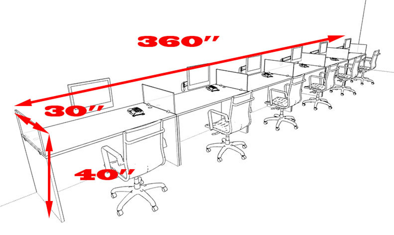 Six Person Modern Accoustic Divider Office Workstation Desk Set, #OT-SUL-SPRB40