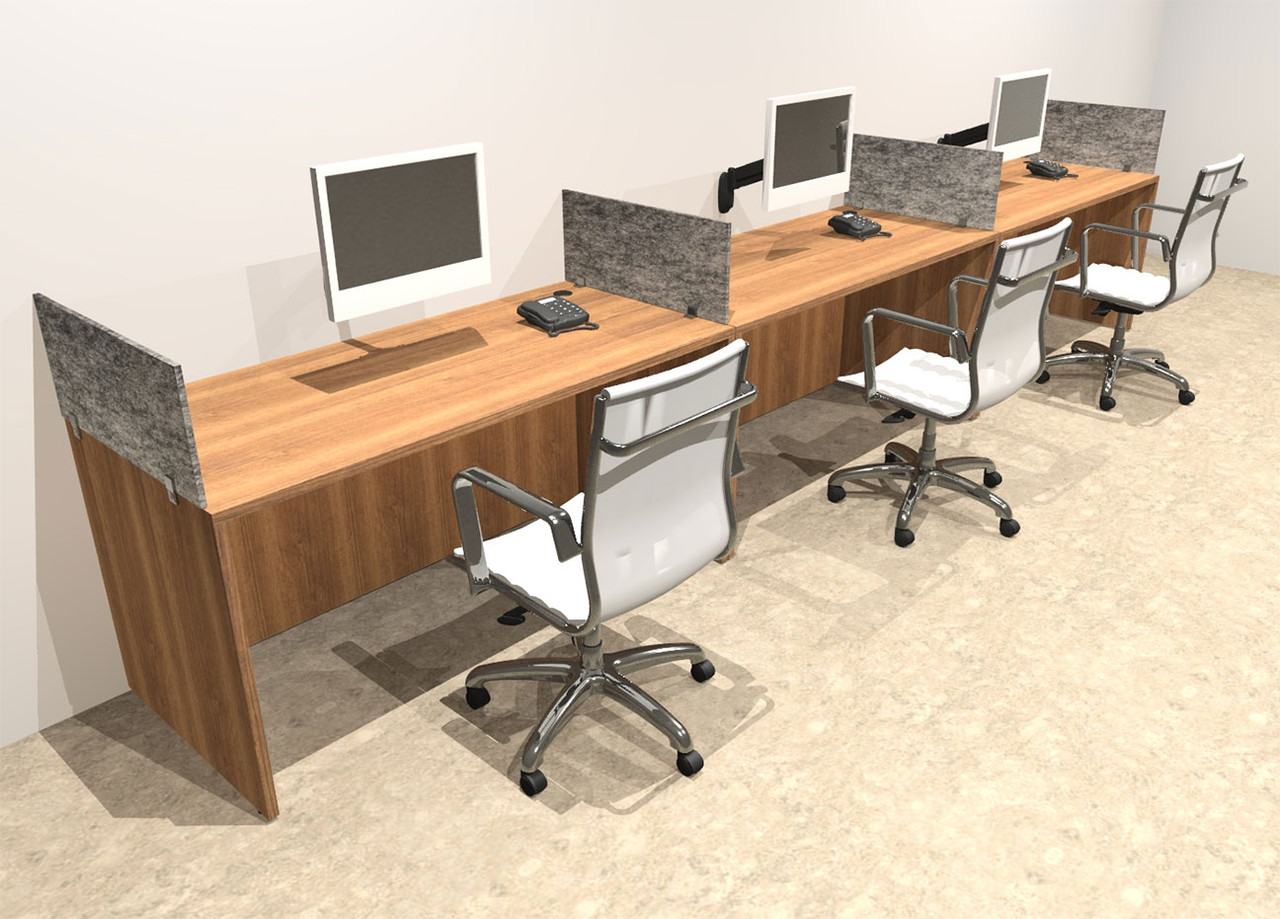 Three Person Modern Accoustic Divider Office Workstation Desk Set, #OT-SUL-SPRG5