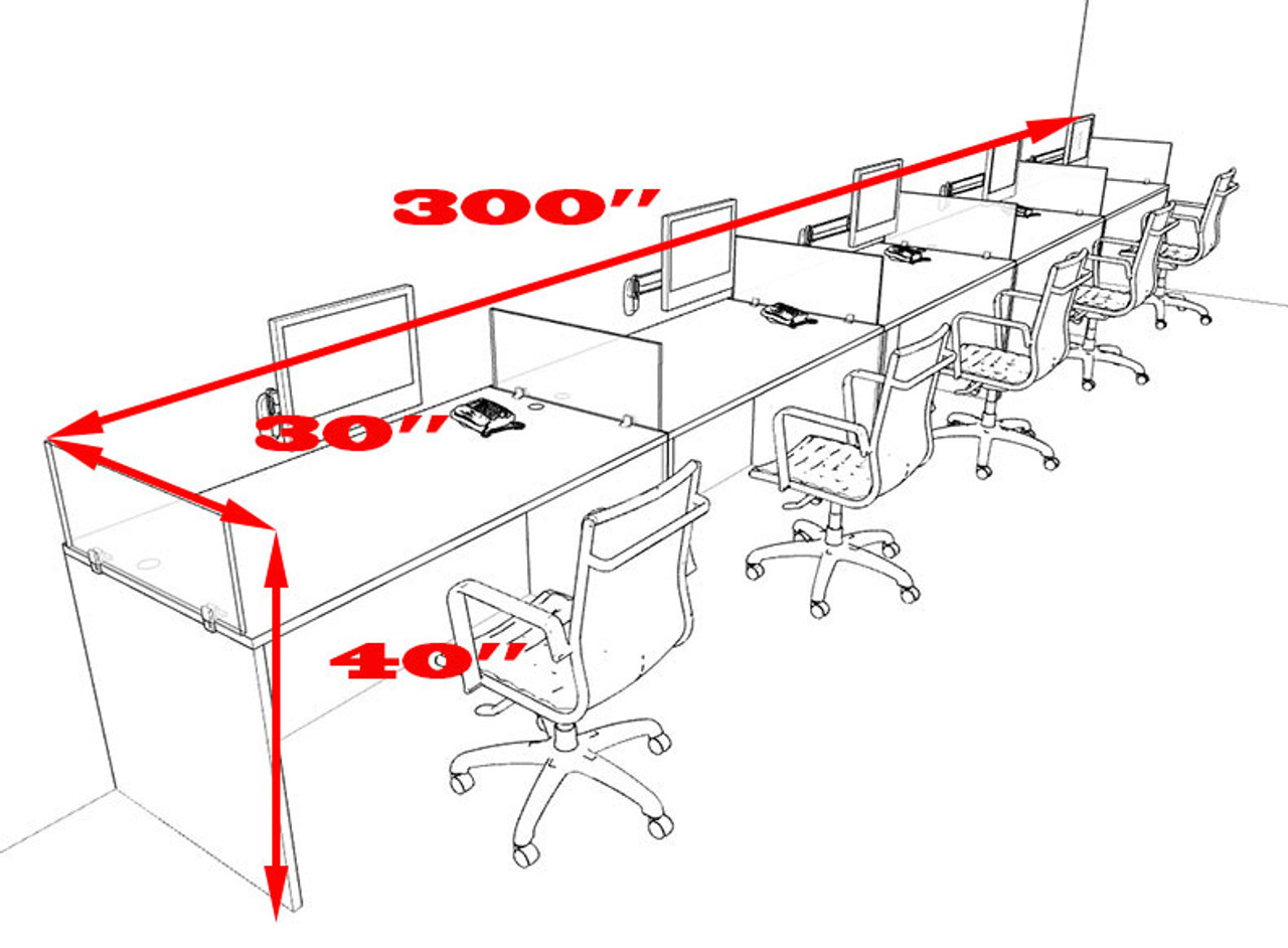 Five Person Modern Accoustic Divider Office Workstation Desk Set, #OT-SUL-SPRG16