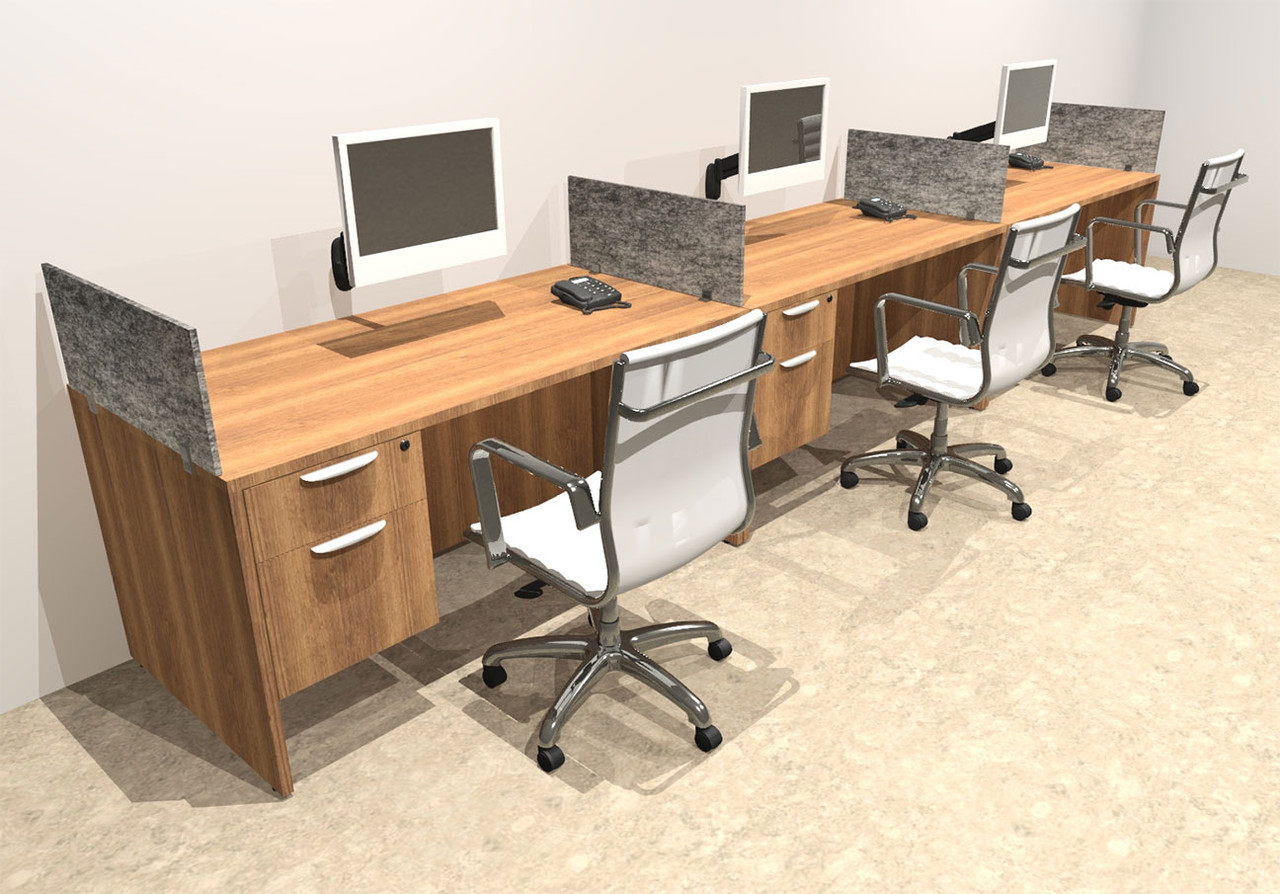 Three Person Modern Accoustic Divider Office Workstation Desk Set, #OT-SUL-SPRG25