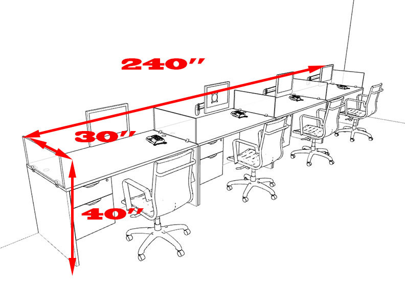 Four Person Modern Accoustic Divider Office Workstation Desk Set, #OT-SUL-SPRG30