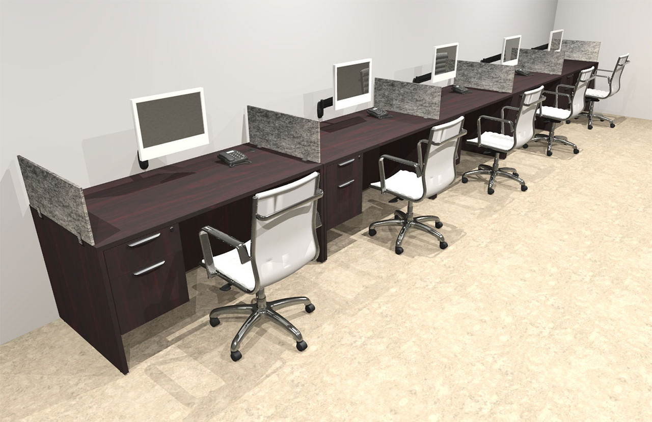 Five Person Modern Accoustic Divider Office Workstation Desk Set, #OT-SUL-SPRG35
