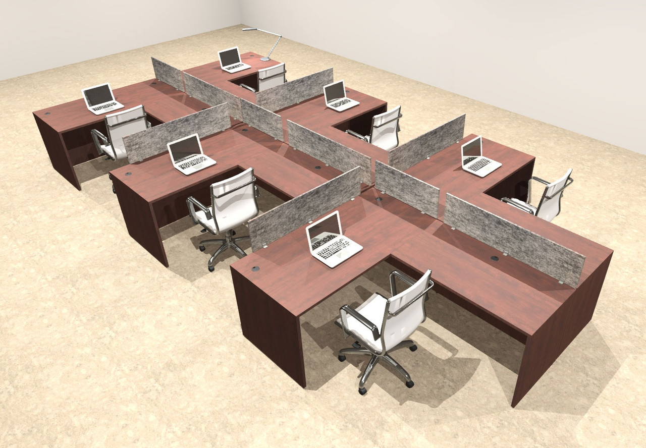 Six Person Modern Accoustic Divider Office Workstation Desk Set, #OT-SUL-SPRG50