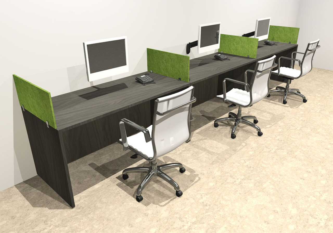 Three Person Modern Accoustic Divider Office Workstation Desk Set, #OT-SUL-SPRA66