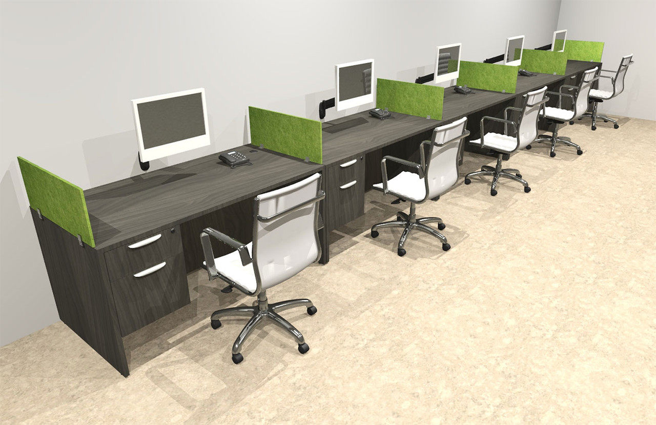 Five Person Modern Accoustic Divider Office Workstation Desk Set, #OT-SUL-SPRA73