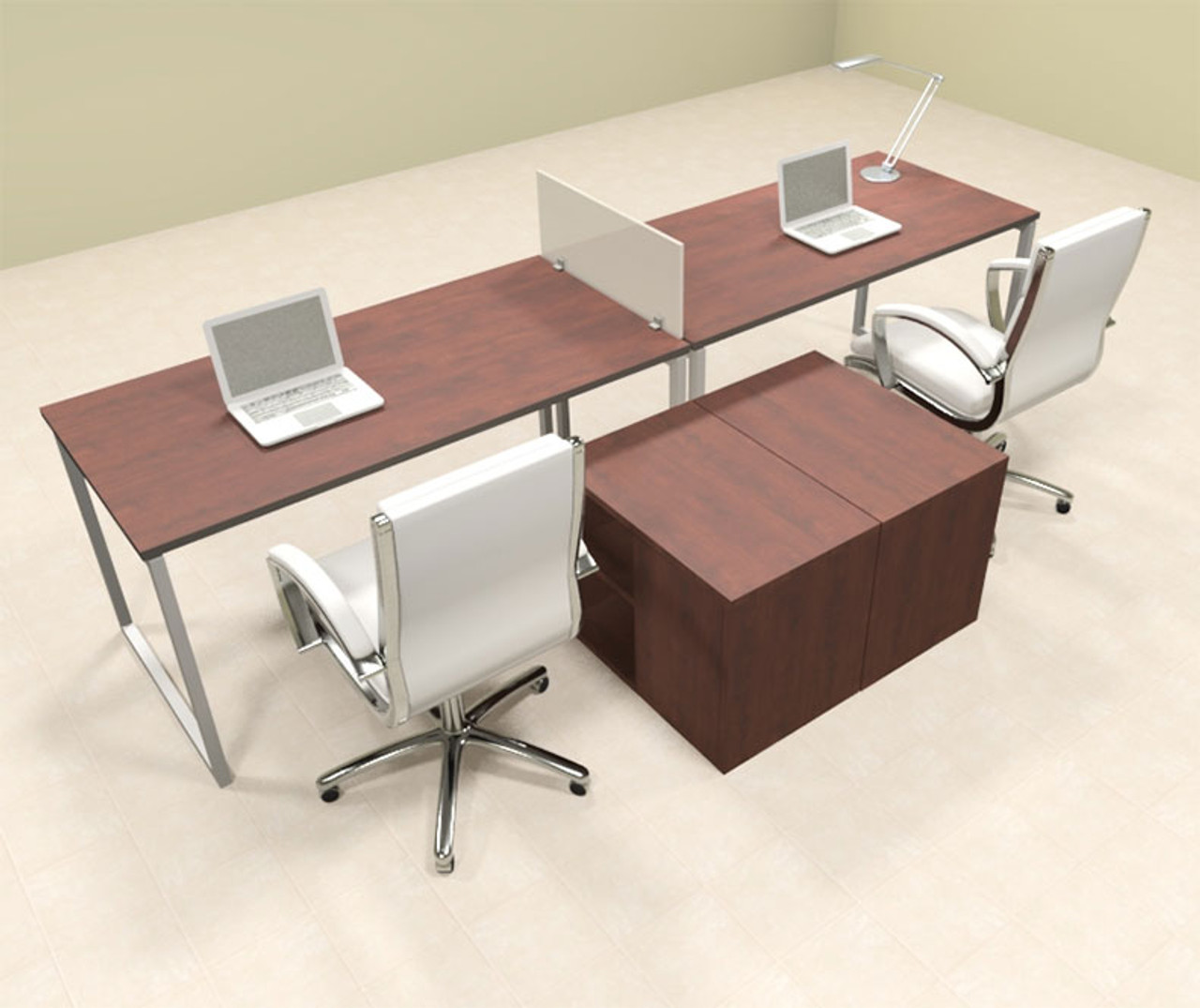 Two Person Modern Acrylic Divider Office Workstation, #AL-OPN-SP10