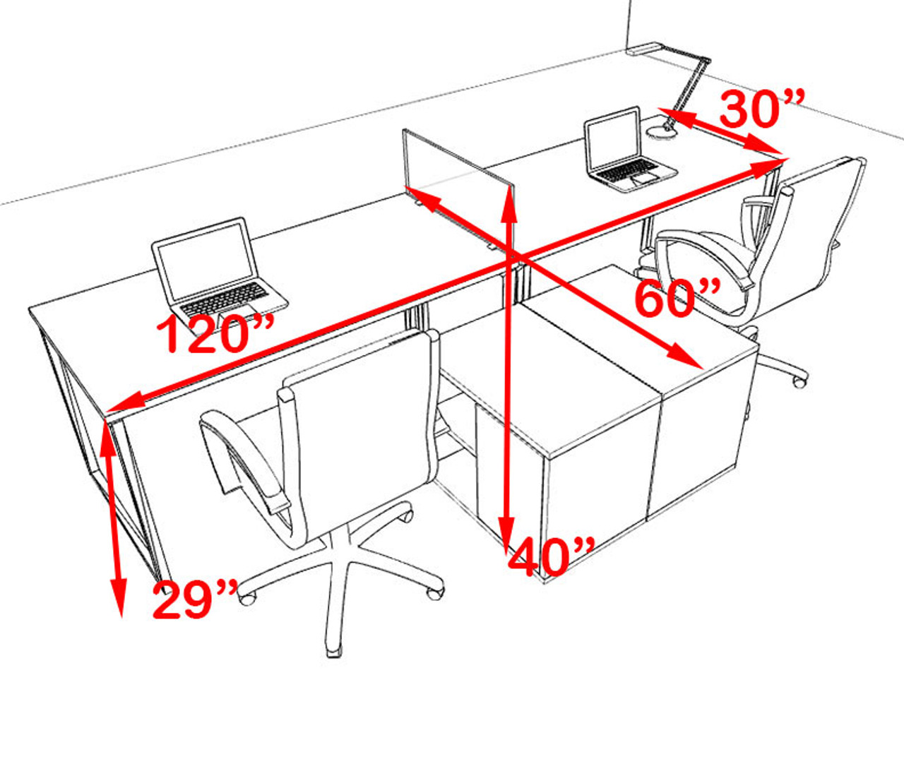 Two Person Modern Acrylic Divider Office Workstation, #AL-OPN-SP11