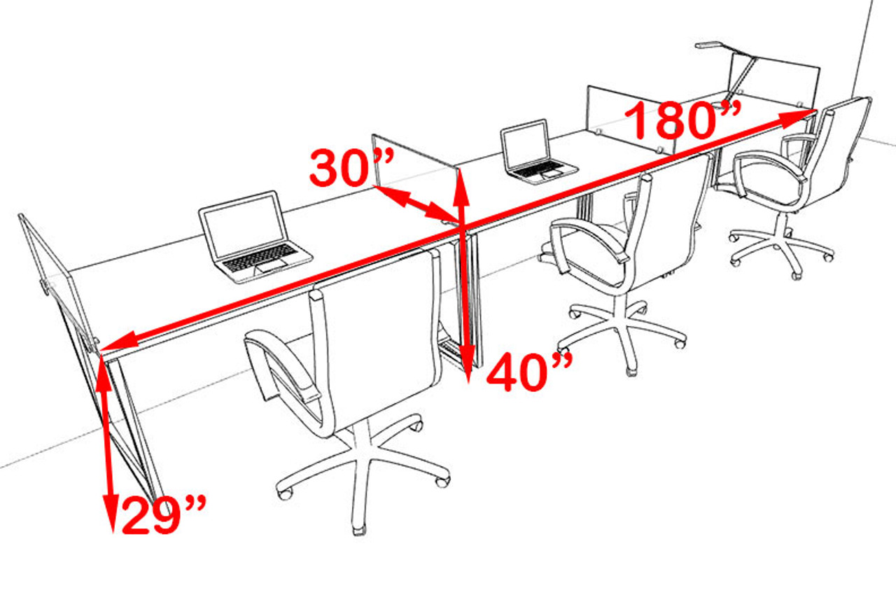 There Person Modern Acrylic Divider Office Workstation, #AL-OPN-SP23