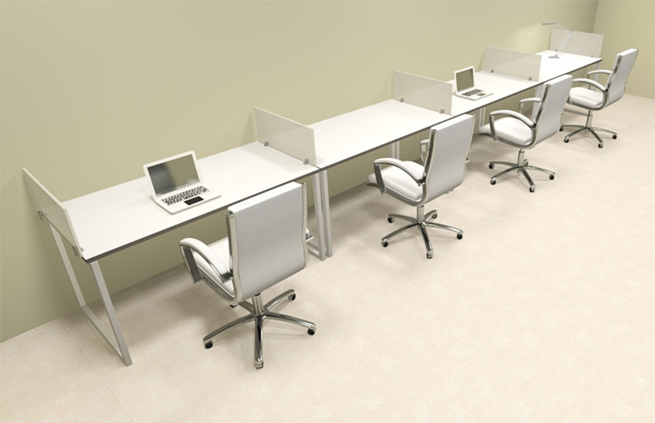 Four Person Modern Acrylic Divider Office Workstation, #AL-OPN-SP31