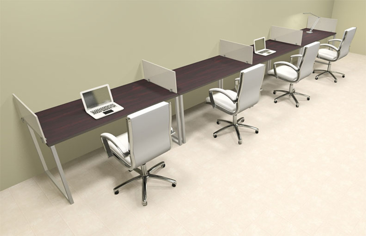 Four Person Modern Acrylic Divider Office Workstation, #AL-OPN-SP35