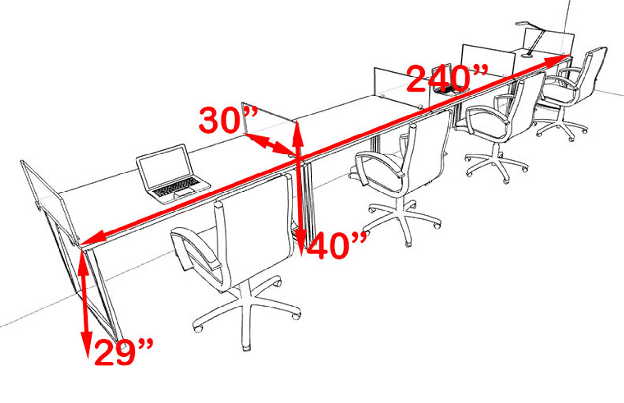 Four Person Modern Acrylic Divider Office Workstation, #AL-OPN-SP36