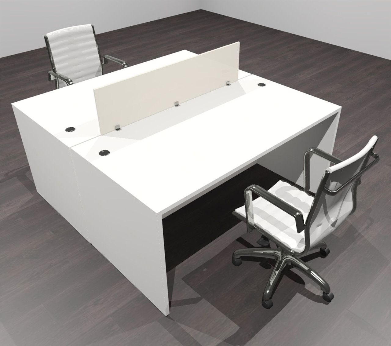 Two Person Modern Acrylic Divider Office Workstation Desk Set, #OF-CPN-FP1