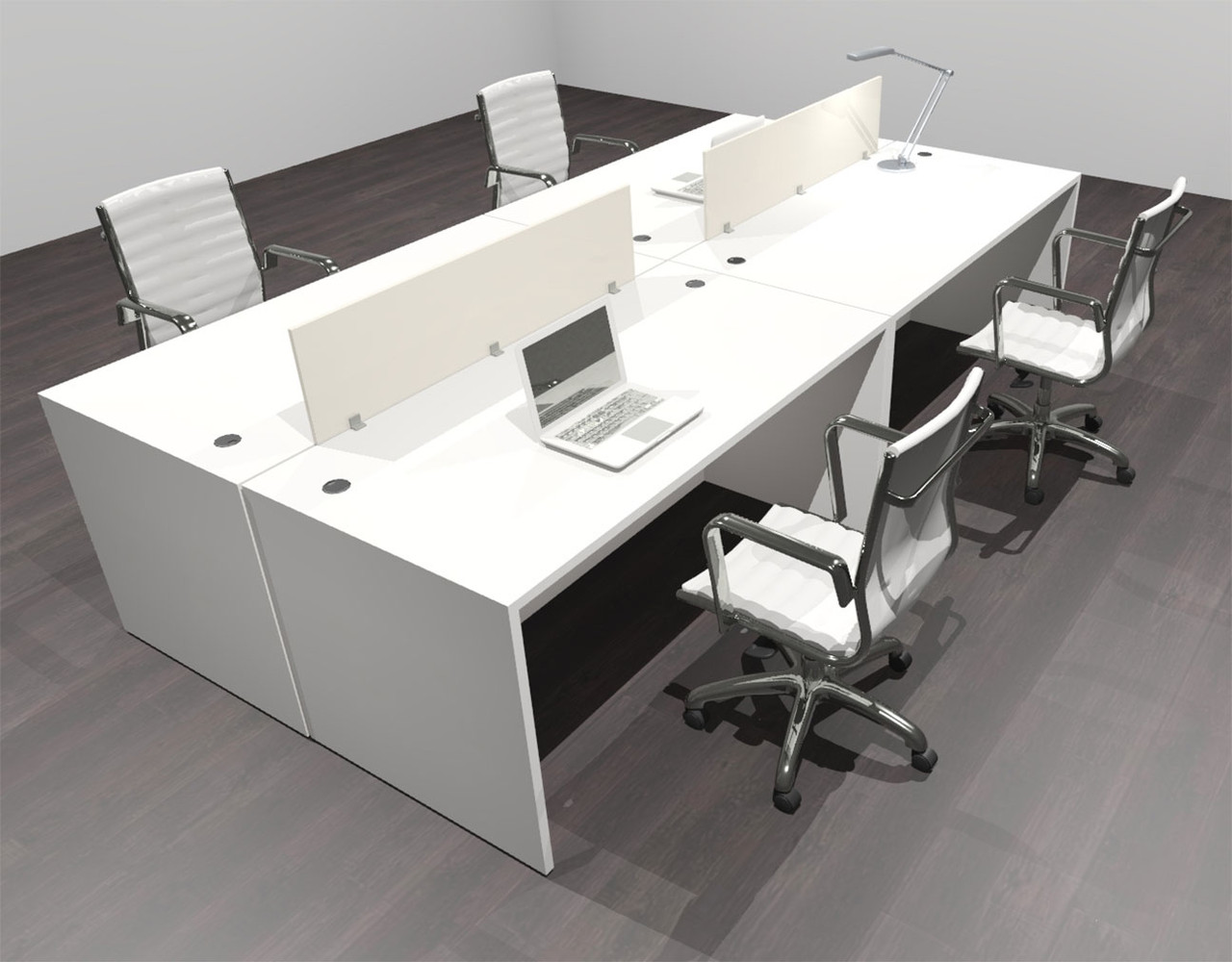 Four Person Modern Acrylic Divider Office Workstation Desk Set, #OT-SUL-FP5