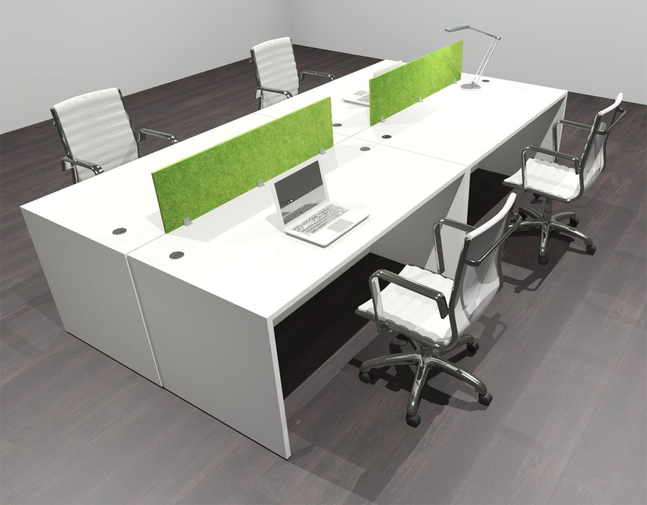 Four Person Modern Accoustic Divider Office Workstation Desk Set, #OF-CPN-FPRA5