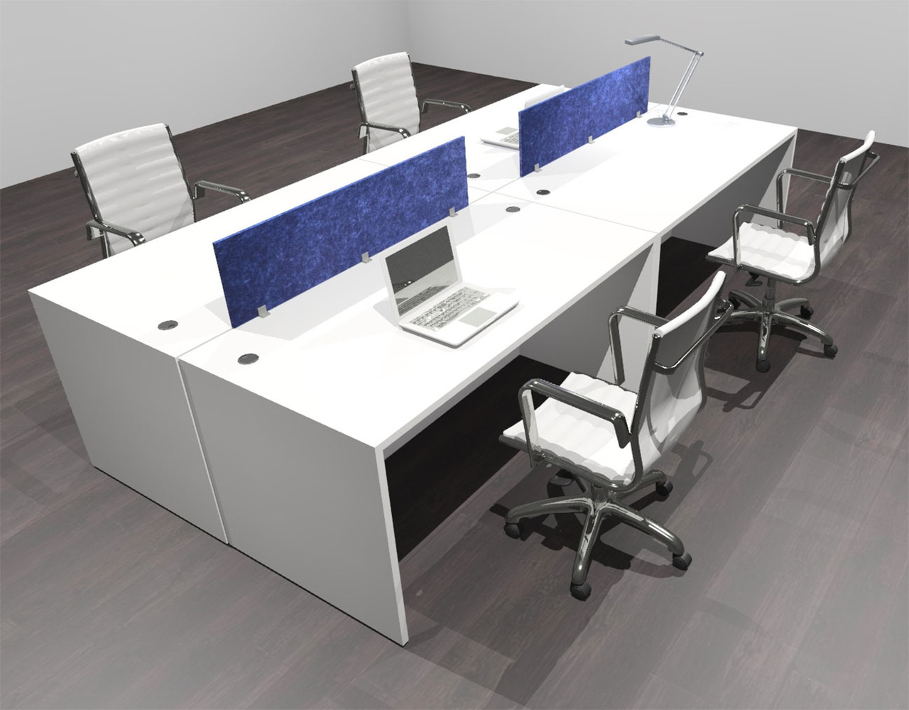 Four Person Modern Accoustic Divider Office Workstation Desk Set, #OF-CPN-FPRB5