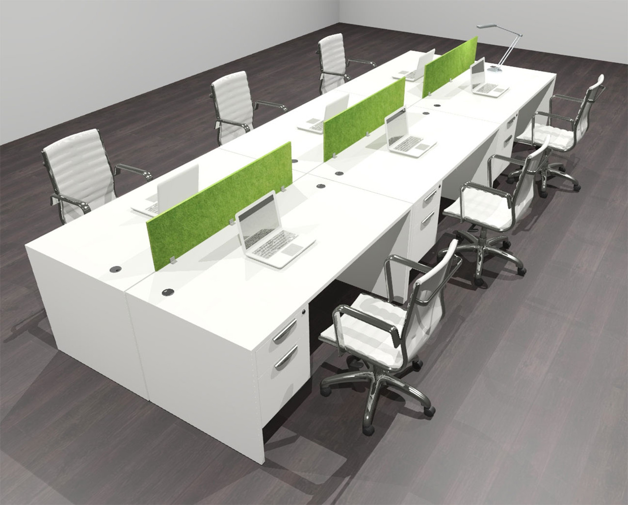 Six Person Modern Accoustic Divider Office Workstation Desk Set, #OF-CPN-FPRA21
