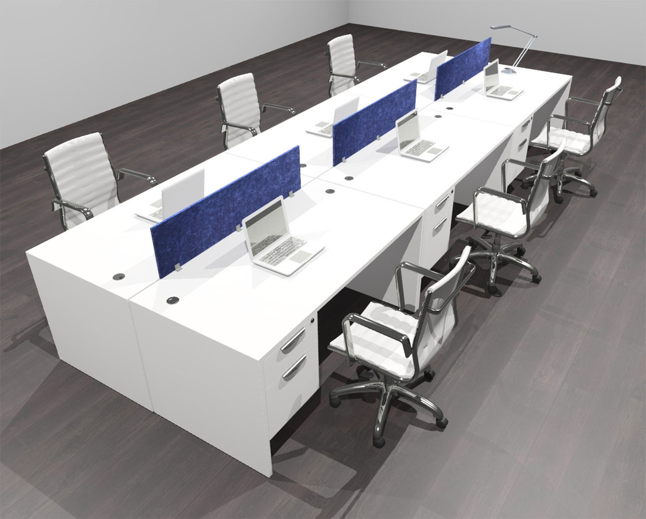 Six Person Modern Accoustic Divider Office Workstation Desk Set, #OF-CPN-FPRB21