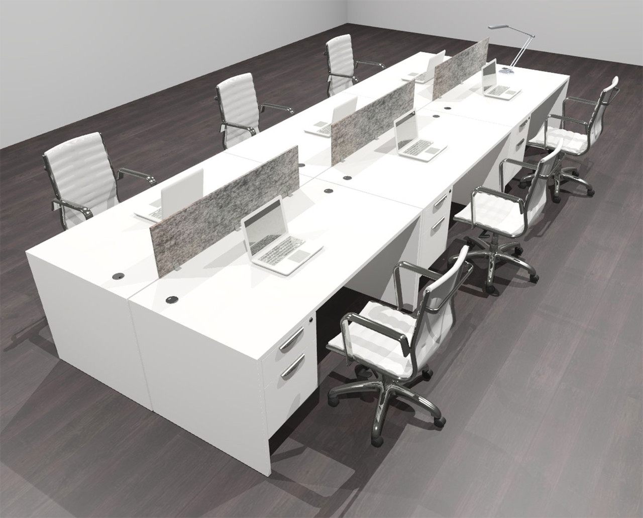 Six Person Modern Accoustic Divider Office Workstation Desk Set, #OF-CPN-FPRG21