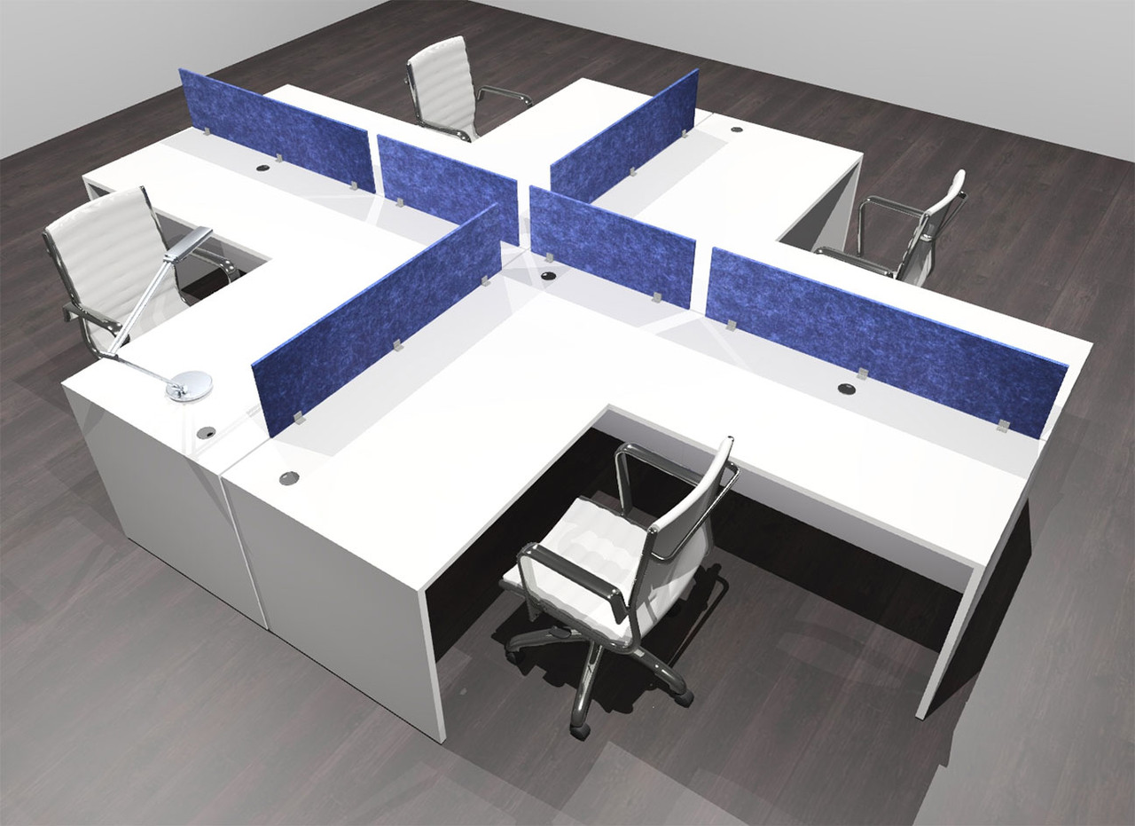 Four Person Modern Accoustic Divider Office Workstation Desk Set, #OF-CPN-FPRB29
