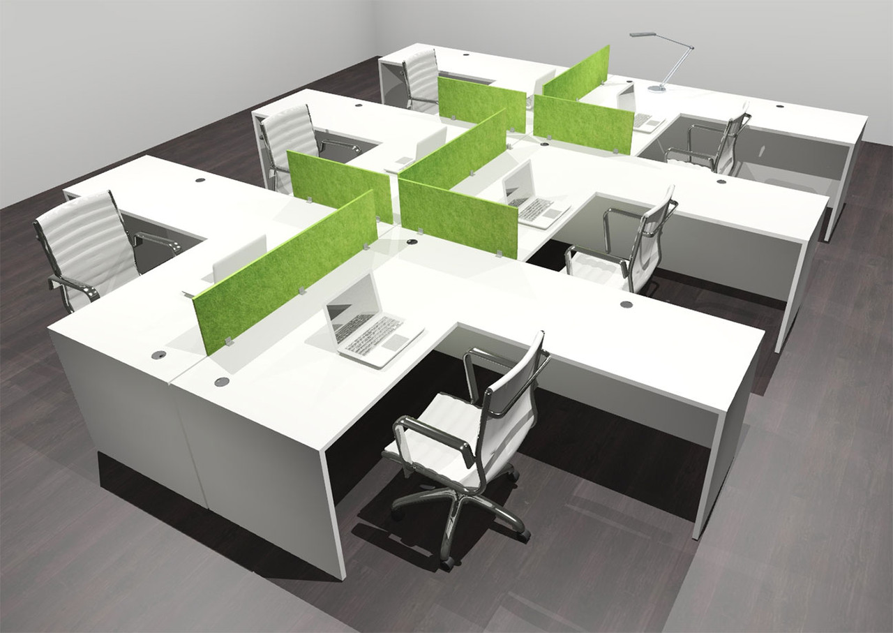 Six Person Modern Accoustic Divider Office Workstation Desk Set, #OF-CPN-FPRA33