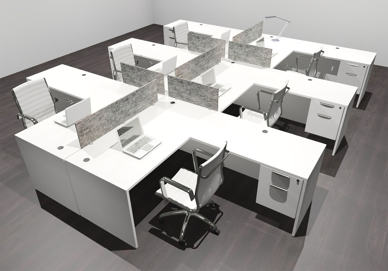 Six Person Modern Accoustic Divider Office Workstation Desk Set, #OF-CPN-FPRG45