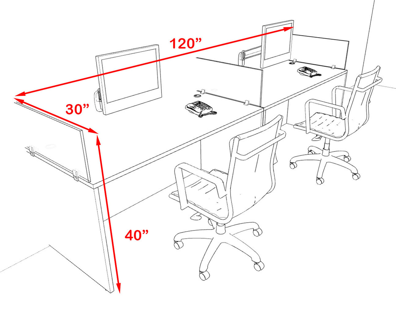 Two Person Modern Acrylic Divider Office Workstation Desk Set, #OF-CPN-SPO1