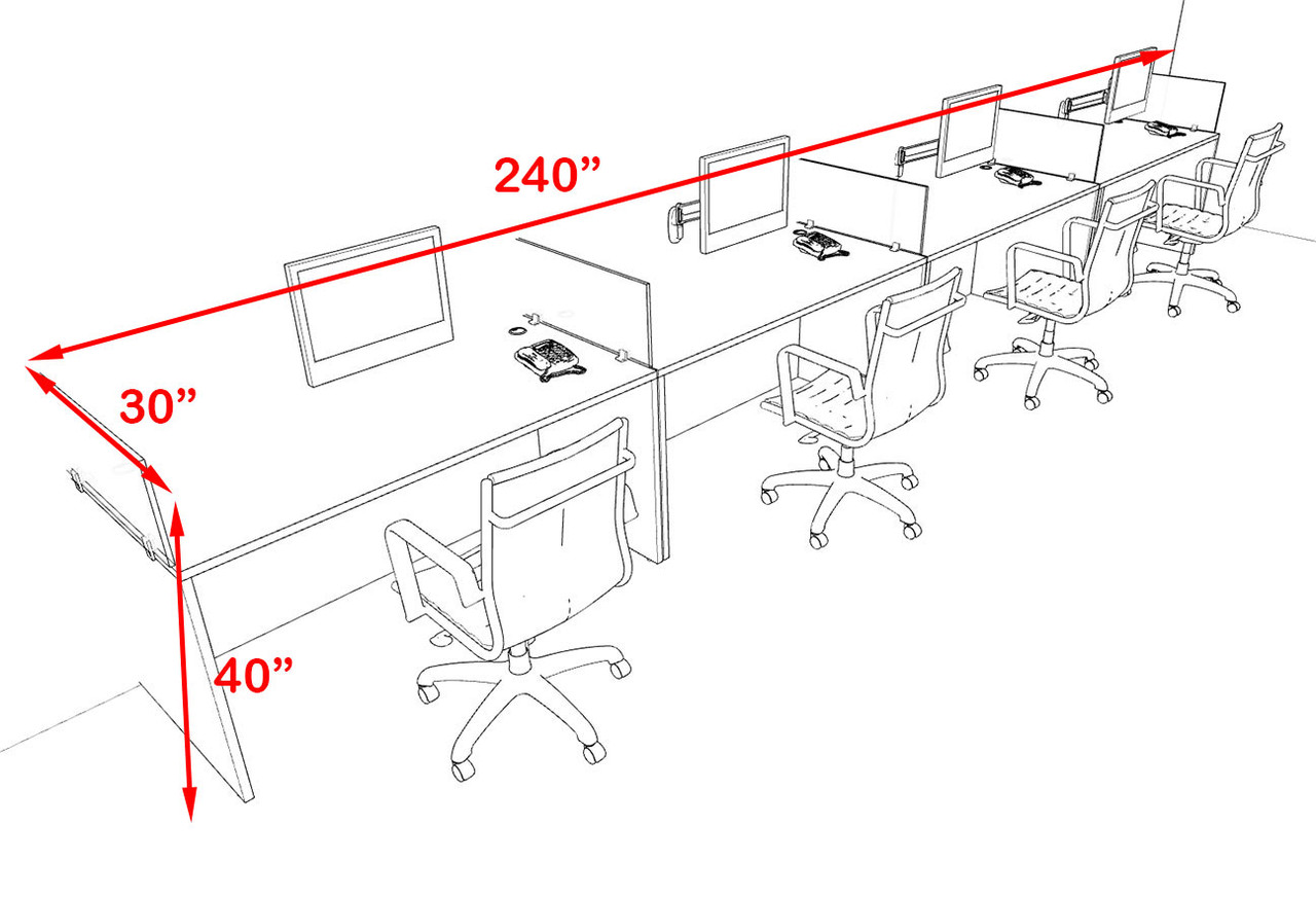 Four Person Modern Accoustic Divider Office Workstation Desk Set, #OF-CPN-SPRB9