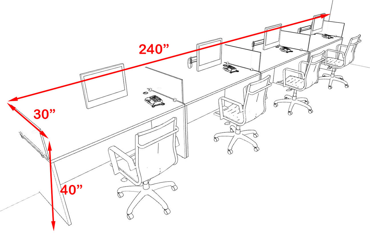 Four Person Modern Accoustic Divider Office Workstation Desk Set, #OF-CPN-SPRG9