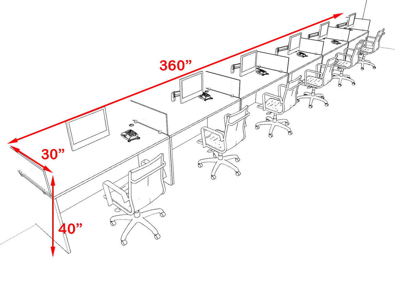Six Person Modern Accoustic Divider Office Workstation Desk Set, #OF-CPN-SPRA17