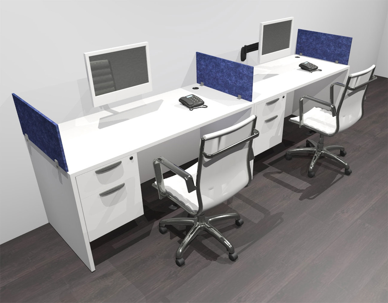 Two Person Modern Accoustic Divider Office Workstation Desk Set, #OF-CPN-SPRB21
