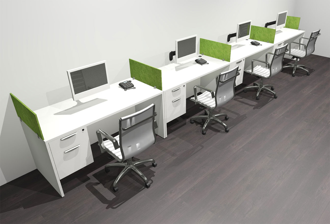 Four Person Modern Accoustic Divider Office Workstation Desk Set, #OF-CPN-SPRA29
