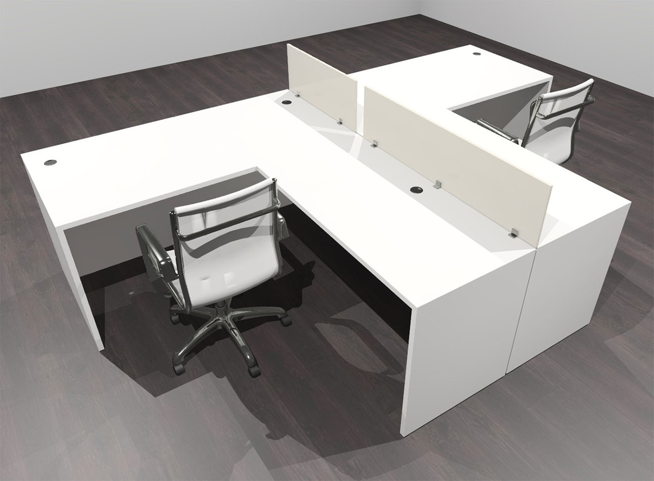 Two Person Modern Acrylic Divider Office Workstation Desk Set, #OF-CPN-SP41