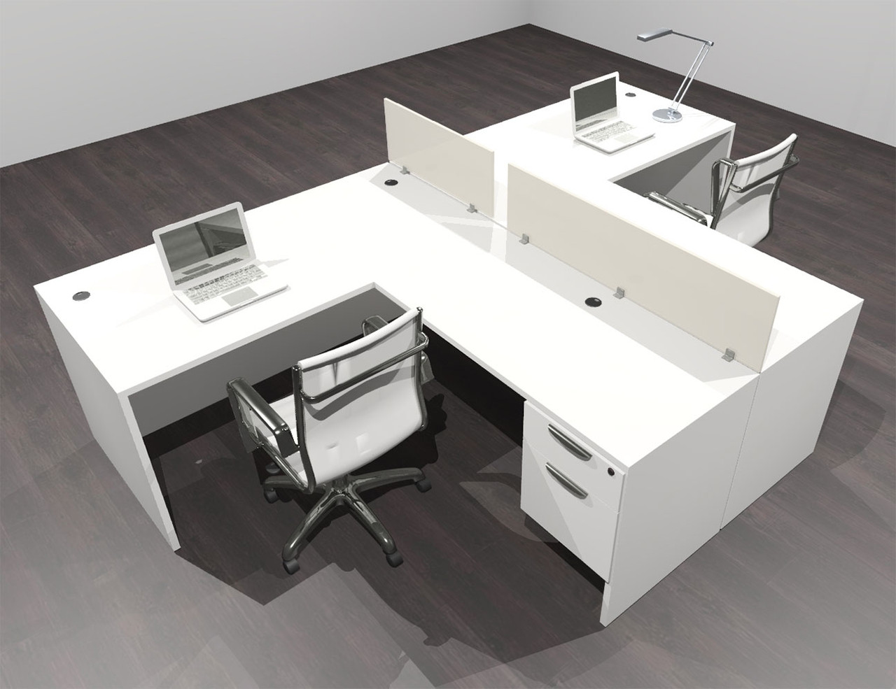 Two Person Modern Acrylic Divider Office Workstation Desk Set, #OF-CPN-SP53