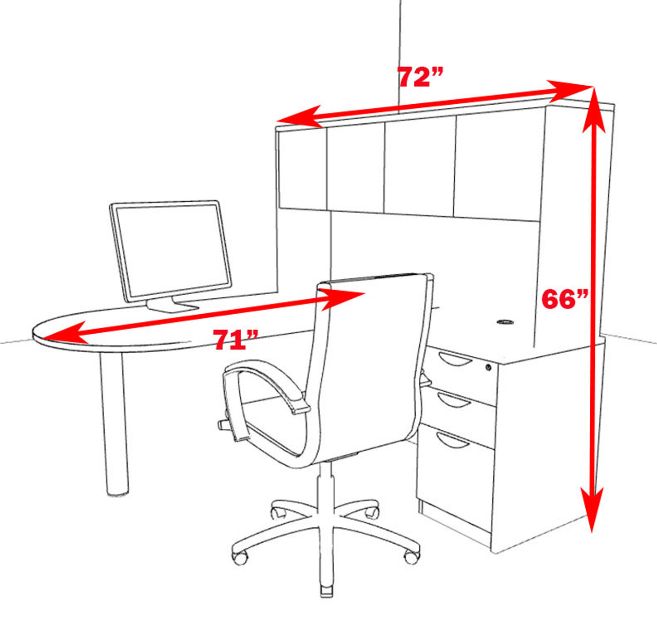 4pc L Shape Modern Executive Office Desk, #OT-SUL-L21