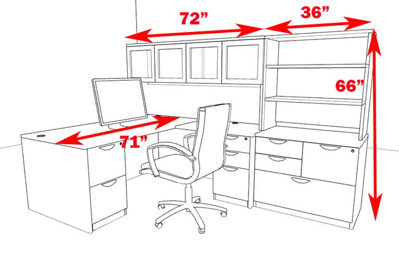 7pc L Shape Modern Executive Office Desk, #OT-SUL-L33