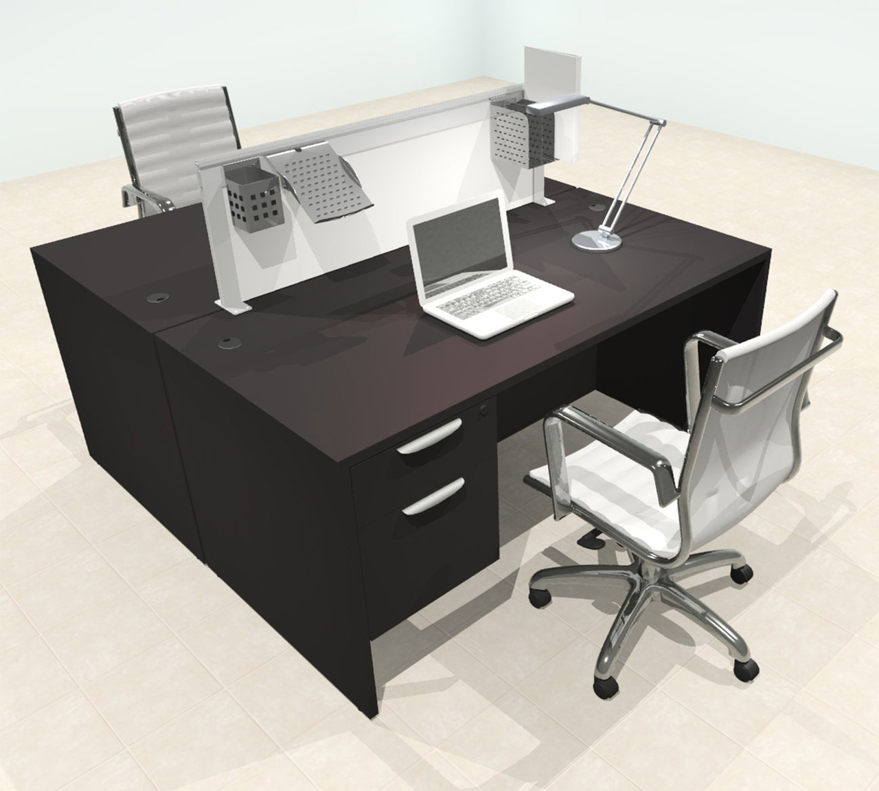 Two Person Modern Aluminum Organizer Divider Office Workstation Desk Set, #OT-SUL-FPS16