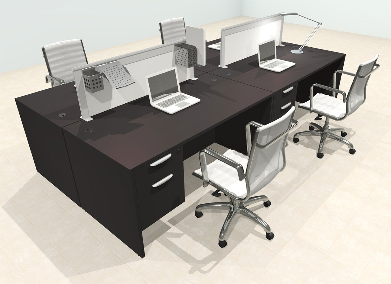 Four Person Modern Aluminum Organizer Divider Office Workstation Desk Set, #OT-SUL-FPS20