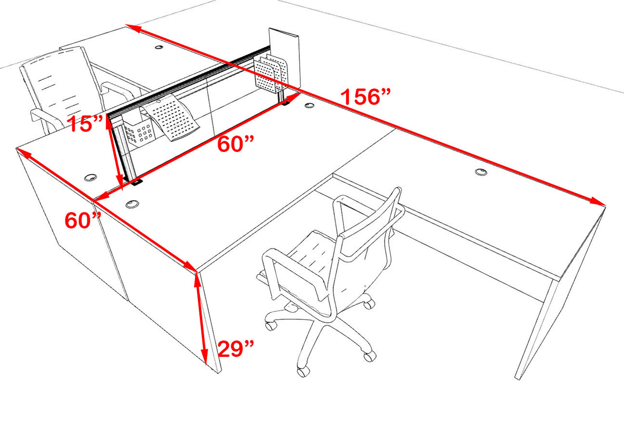 Two Person L Shape Modern Aluminum Organizer Divider Office Workstation Desk Set, #OT-SUL-FPS26