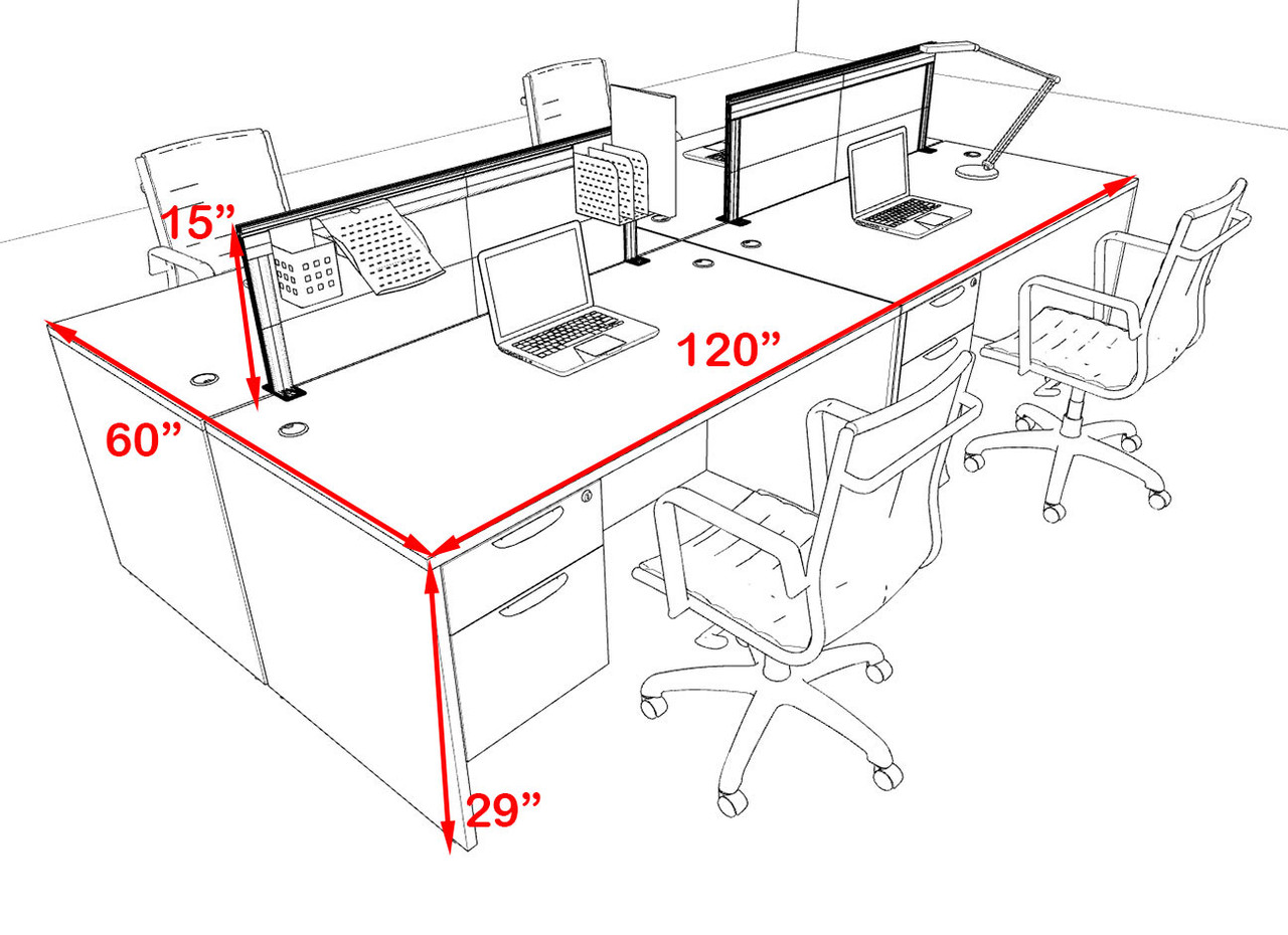 Four Person Modern Aluminum Organizer Divider Office Workstation Desk Set, #OT-SUL-FPS53