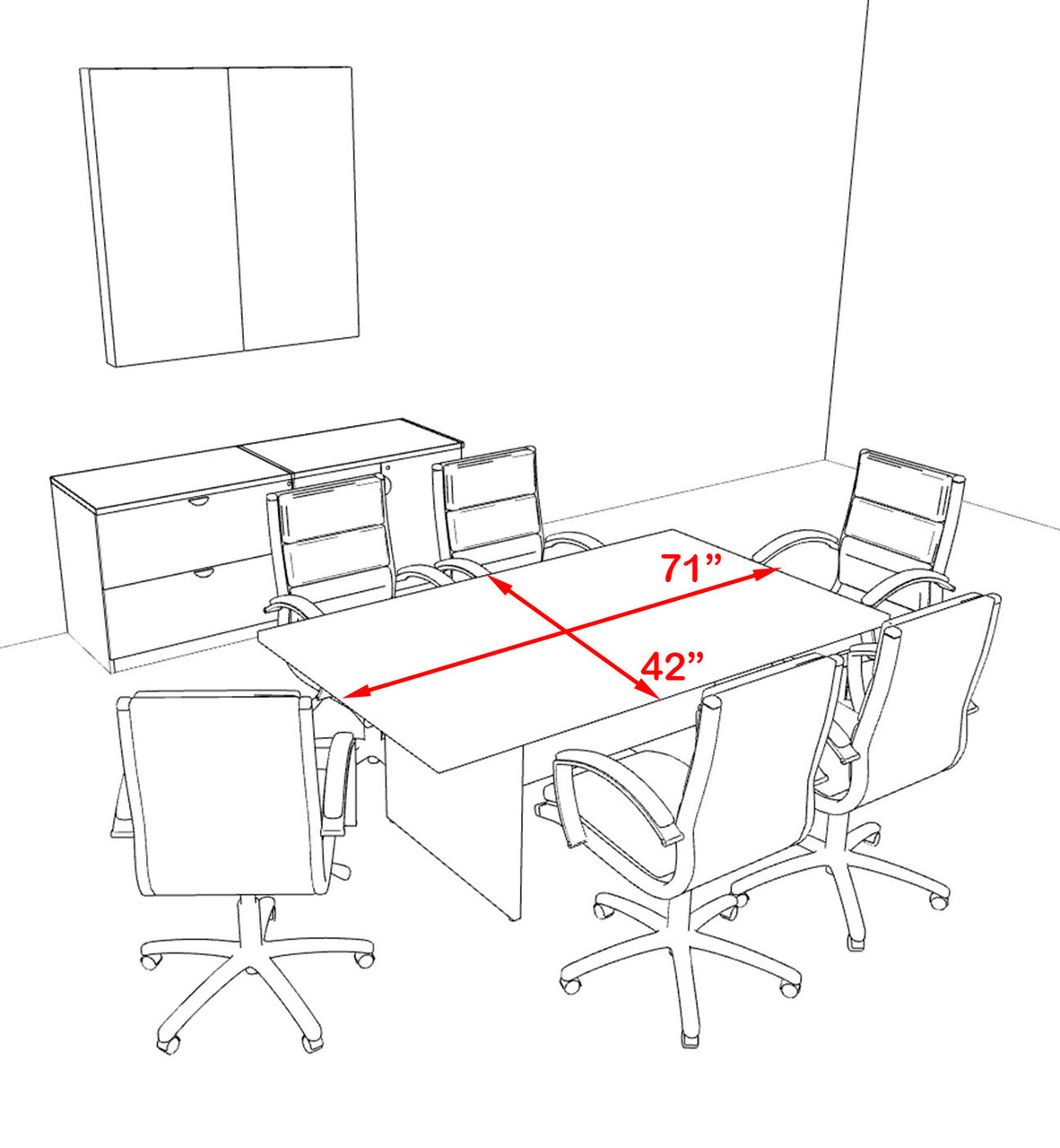 Modern Rectangular 6' Conference table, #OT-SUL-C18